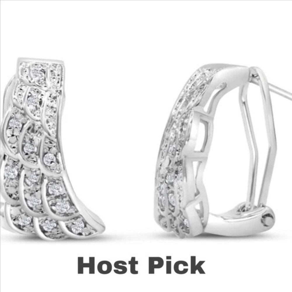 Diamond angel wing earrings - Picture 1 of 9